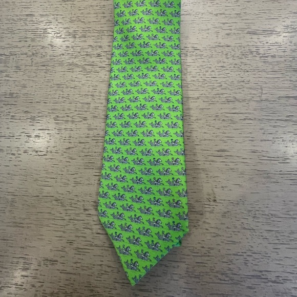 HERMES Horses with Rider in Vivid Green Luxury Silk Tie EUC - Picture 2 of 9